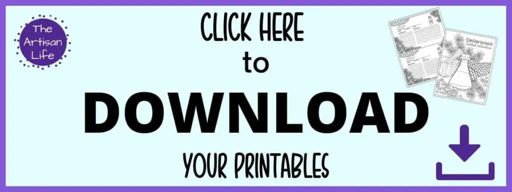 Text "click here to download your free printables" (cedarwood essential oil coloring pages)