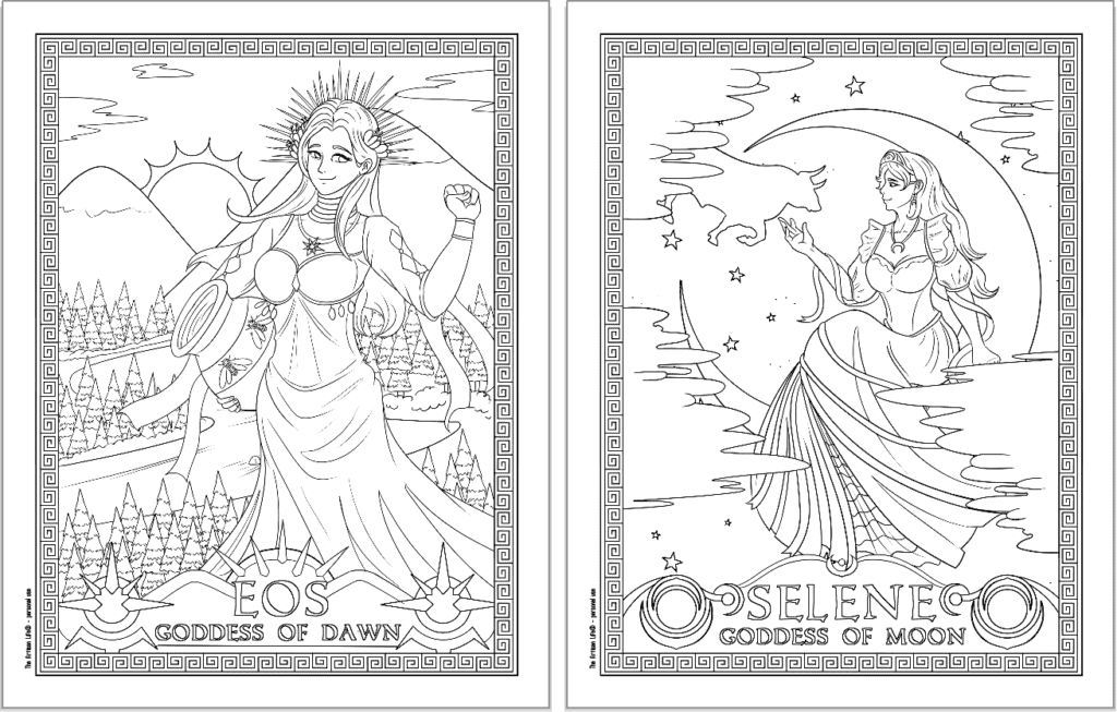 greek goddesses coloring pages