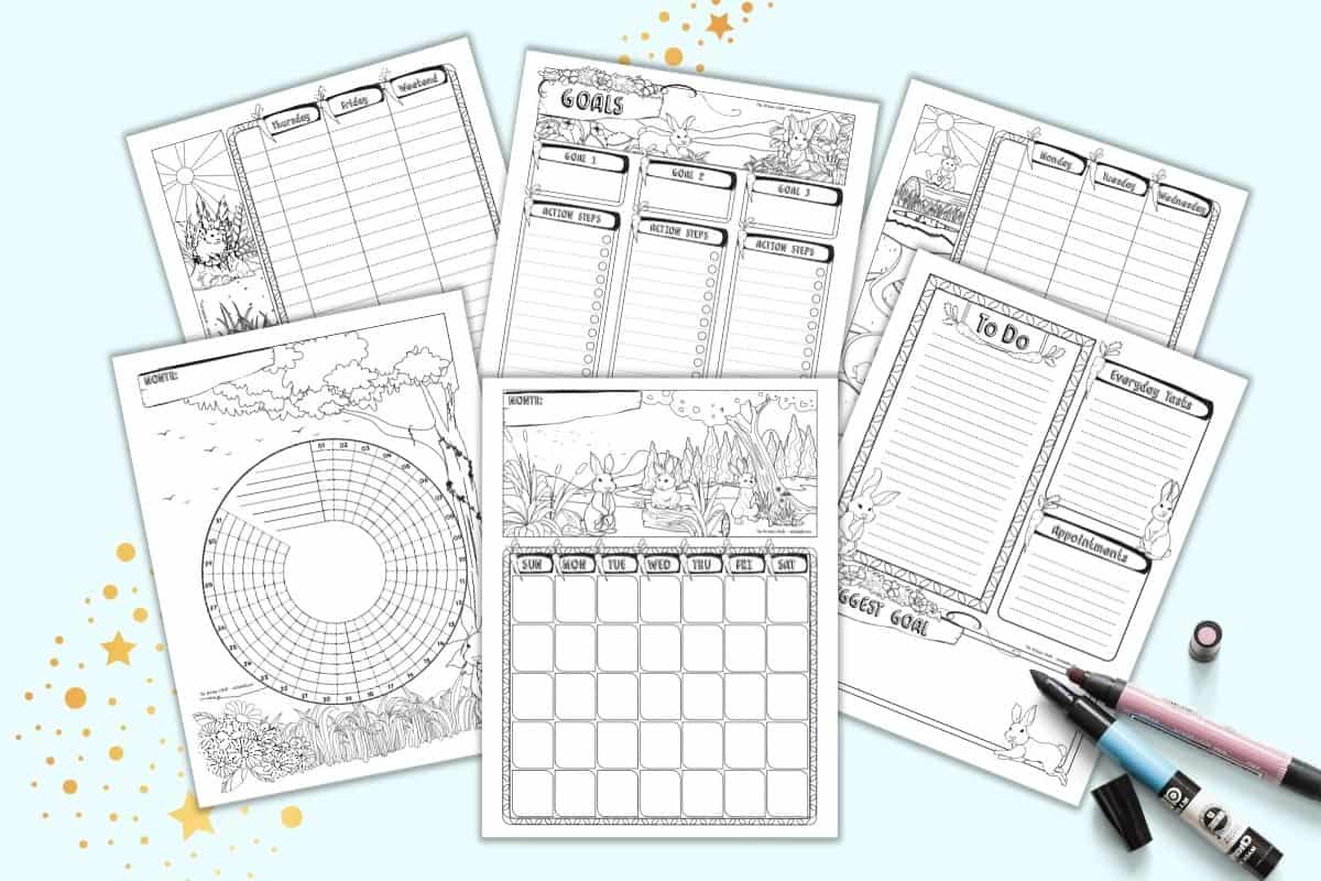 Free Printable Spring Bunny Bujo Planner Pages - The Artisan Life