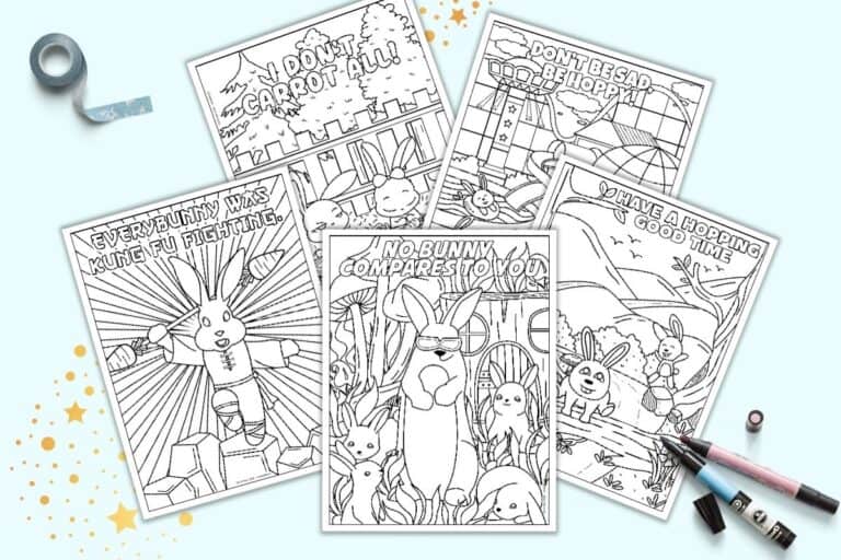 7+ Free Printable Cute Bunny Pun Coloring Pages - The Artisan Life