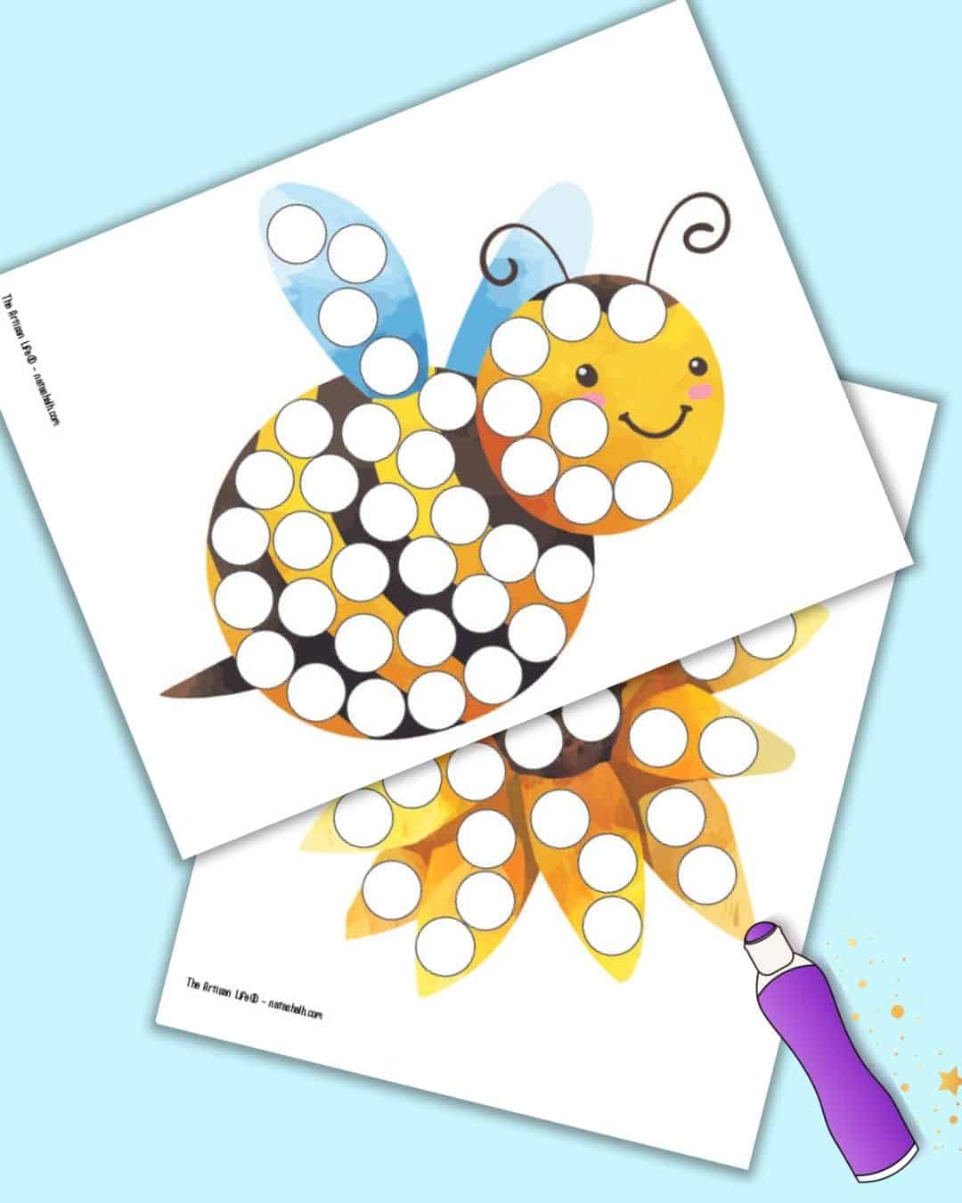 7+ Free Printable Bee Dot Marker Coloring Pages - The Artisan Life