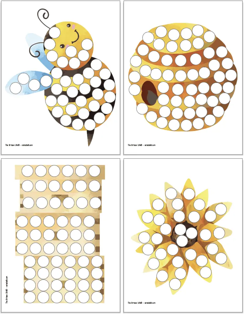 7+ Free Printable Bee Dot Marker Coloring Pages - The Artisan Life