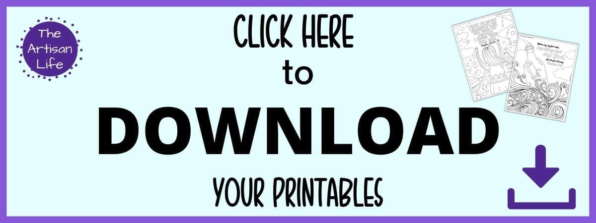 Text "click here to download printables" (Pslams coloring pages)