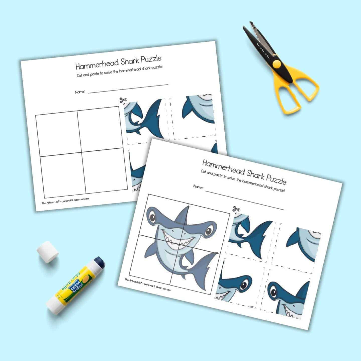 Shark Grid Game Printable - Simple Fun for Kids