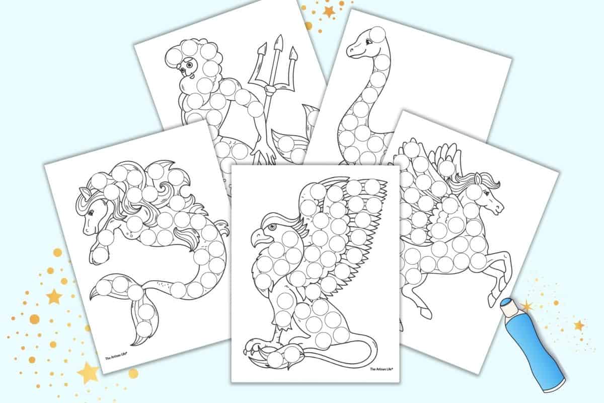 Free Printable Mythical Creature Dot Marker Coloring Pages - The ...