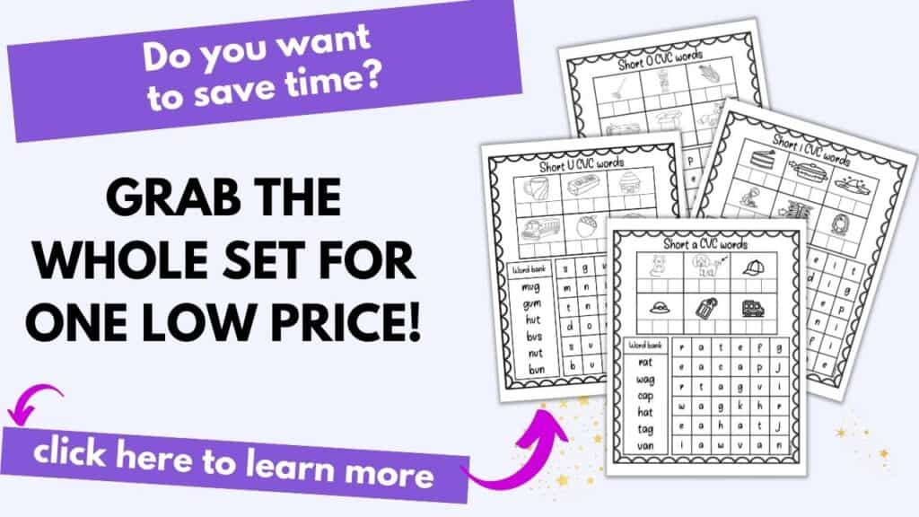 Text "Want to save time? Grab the whole set for one low price! Click here to learn more"
