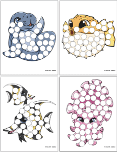 Free Printable Color Ocean Animal Dot Maker Pages - The Artisan Life