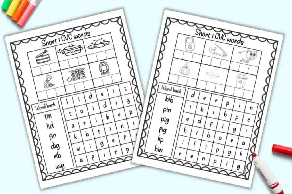 free printable short i cvc words worksheets the artisan life