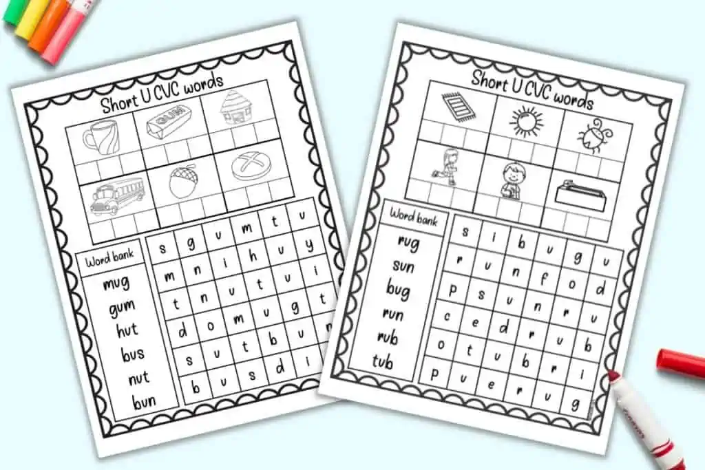 free printable short u cvc words worksheets the artisan life