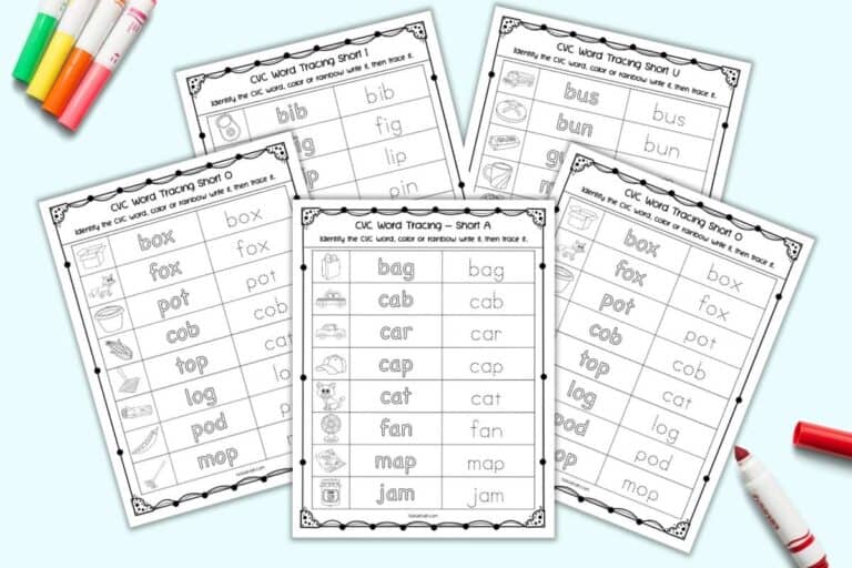 Free Printable CVC Word Tracing Worksheets - The Artisan Life