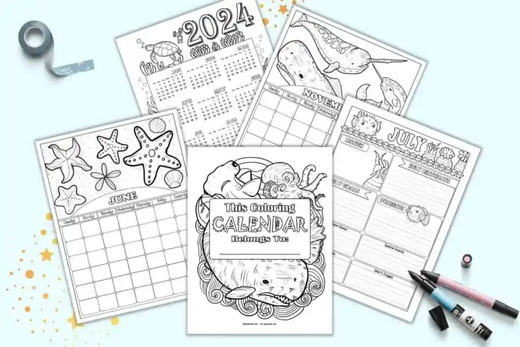 Free Ocean Themed Monthly Calendar Bujo Printables The Artisan Life