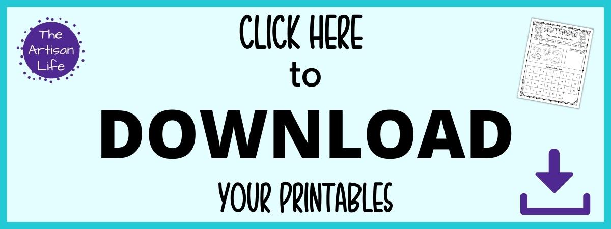 Text "click here to download your printable" (september calendar worksheet)