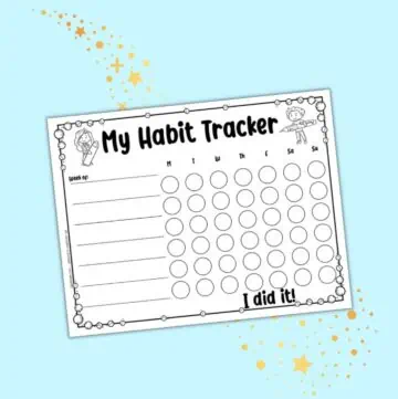 a preview of a black and white habit tracker for kids