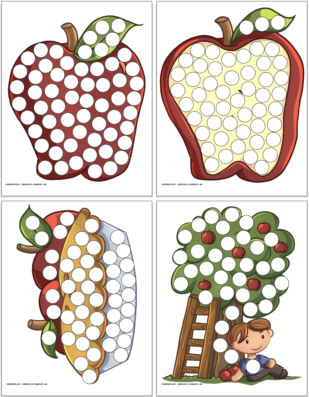 Free Printable Apple Orchard Dot Marker Pages - The Artisan Life