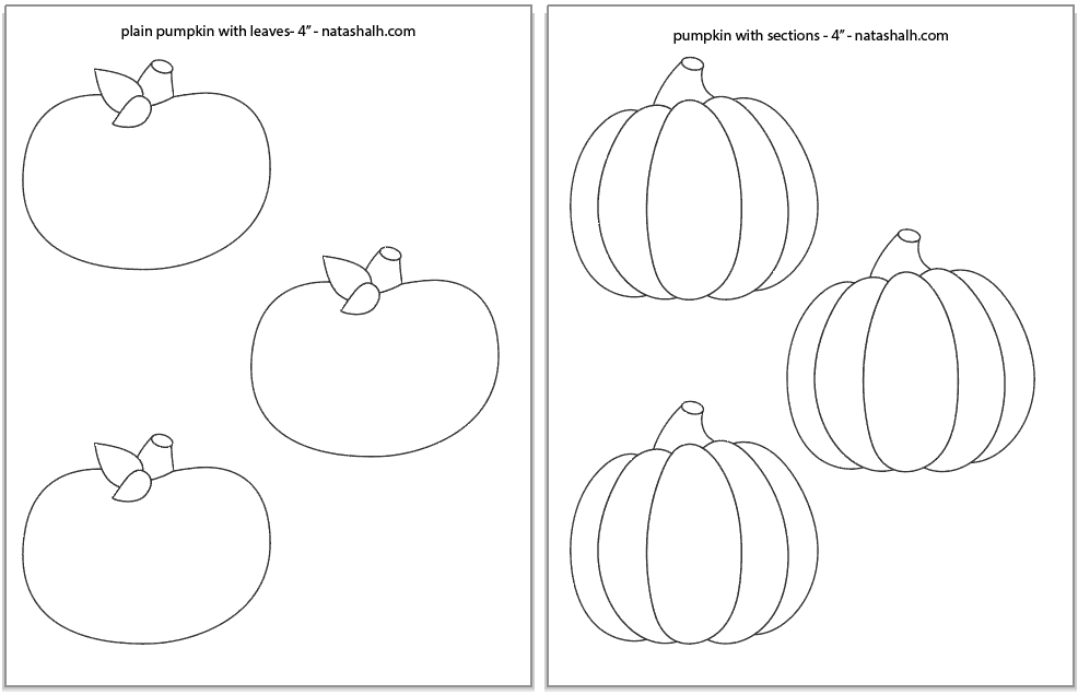 A preview of two small 4" pumpkin templates