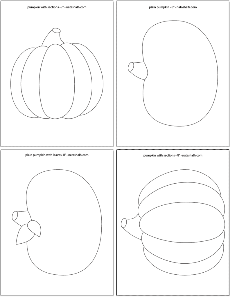 A preview of four large, 8 inch pumpkin templates