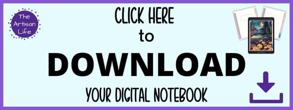 Text "click here to download your digital notebook"