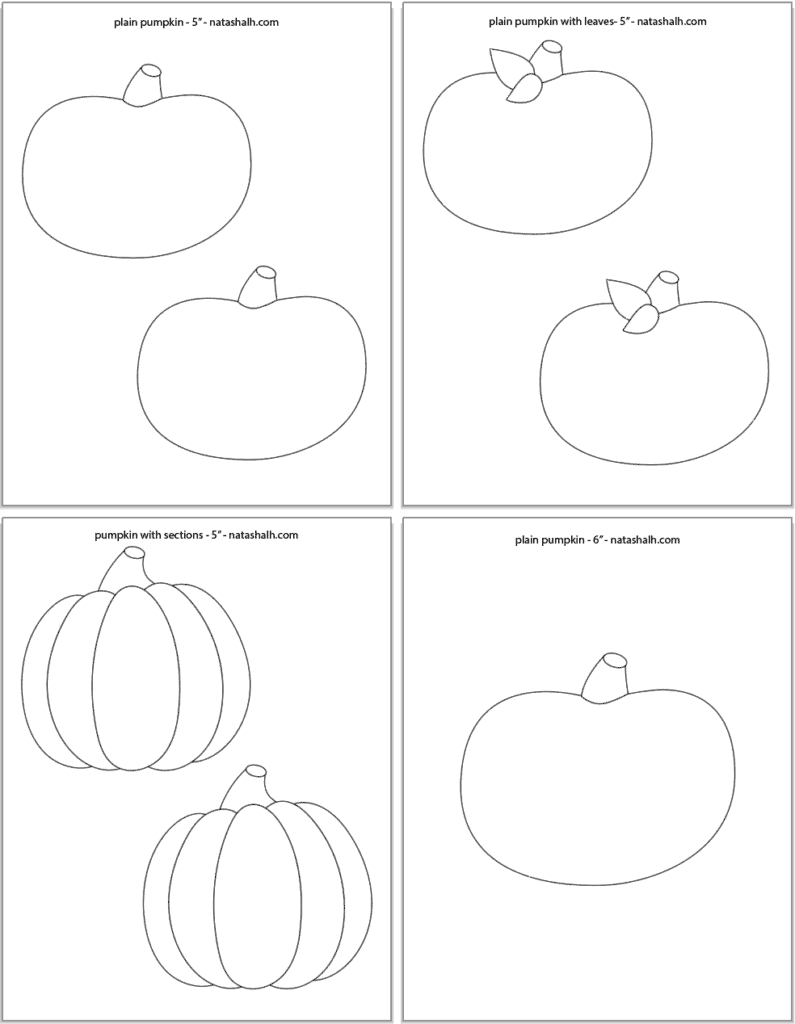 A preview of four medium, 5 and 6 inch pumpkin templates
