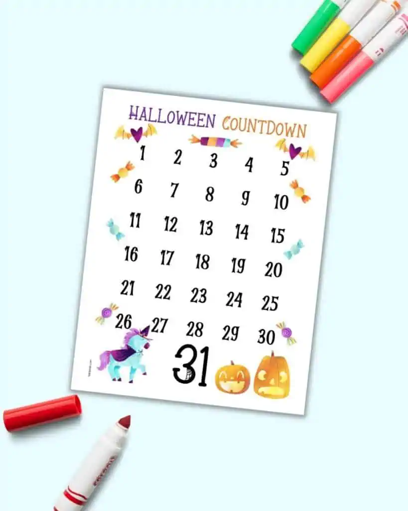 Free Printable Halloween Countdown Calendar   The Artisan Life