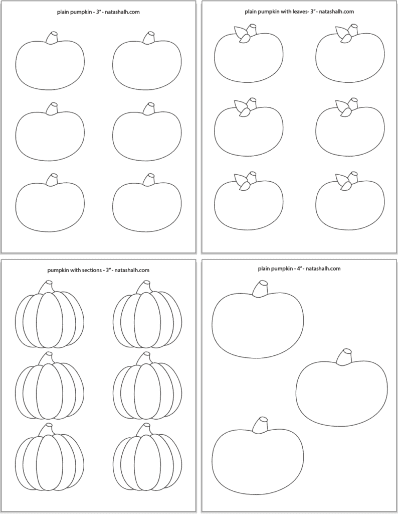 A preview of four 3" and 4" pumpkin templates 