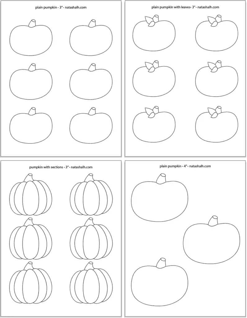 A preview of four 3" and 4" pumpkin templates 