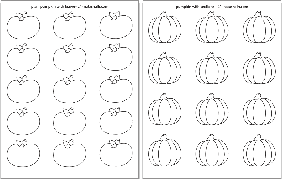 A preview of 2 2" pumpkin templates