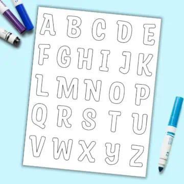 a preview of a page with the alphabet in uppercase bubble letters
