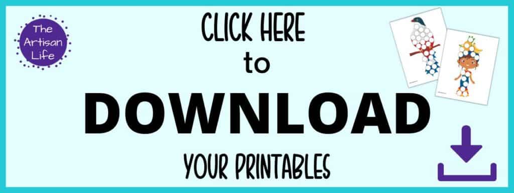 Text "click here to download your printables" (cuba themed dot marker pages)