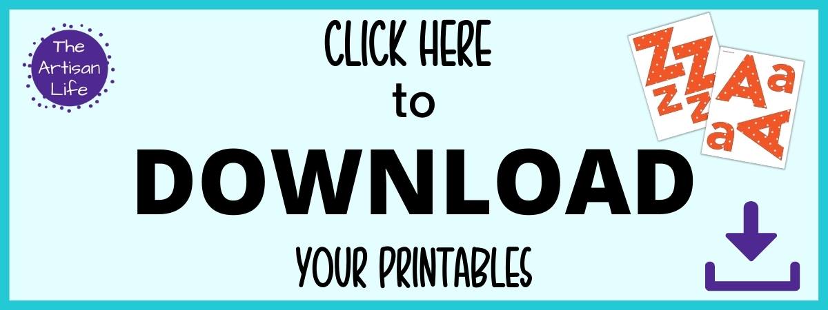 Text "click here to download your free printables" (fall bulletin board letters)