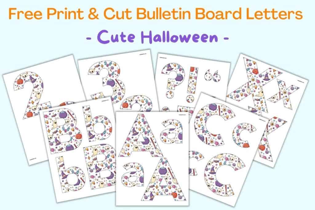 A preview of cute Halloween themed large print and snip Halloween bulletin board letters.