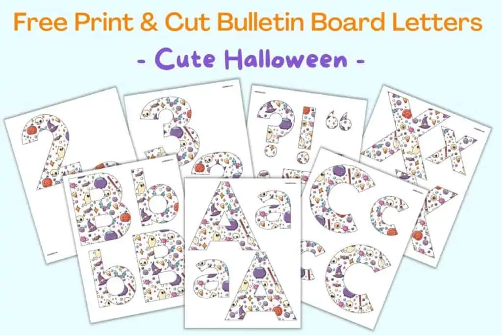 A preview of cute Halloween themed large print and snip Halloween bulletin board letters.