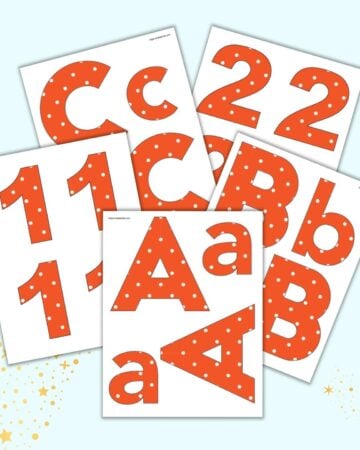 Fall bulletin board letter printables with A, B, C, 1 and 2