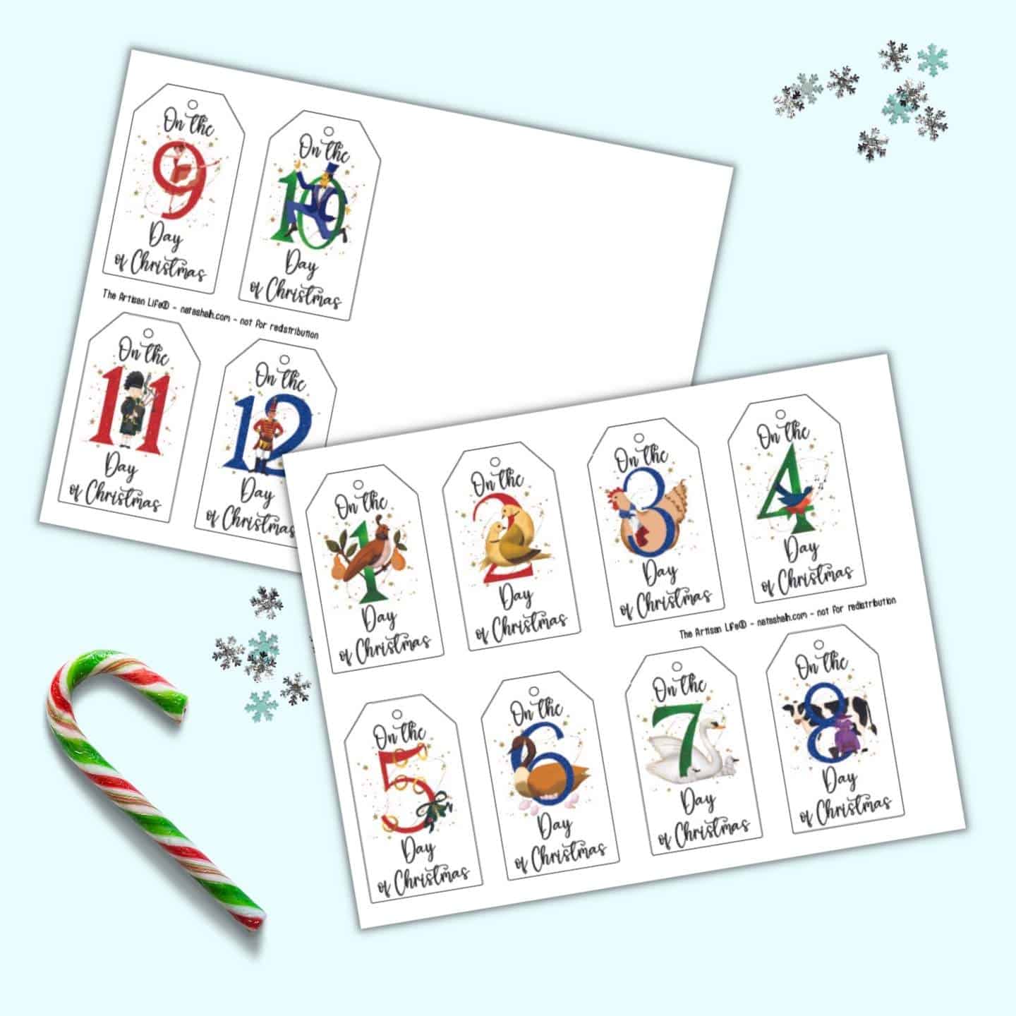 Free 12 Days Of Christmas Tags Printable The Artisan Life