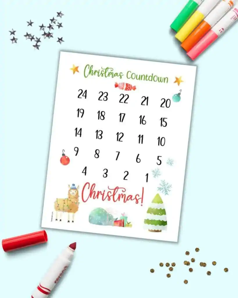 Free Printable Christmas Countdown Calendar for Kids The Artisan Life