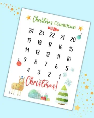 A preview of a Christmas countdown calendar for kids