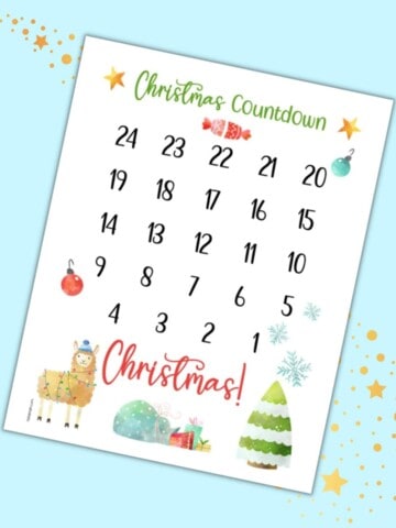 A preview of a Christmas countdown calendar for kids