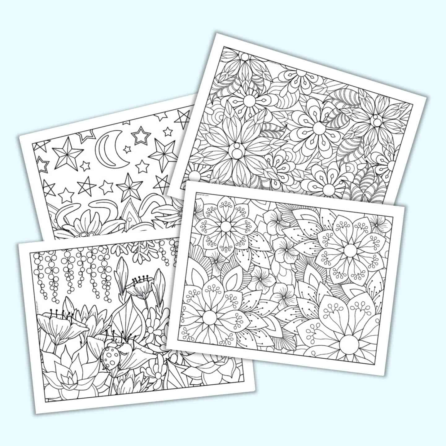 5 Floral Coloring Pages/adults/digital Download 1 -   Mandala coloring  pages, Coloring book art, Coloring pages