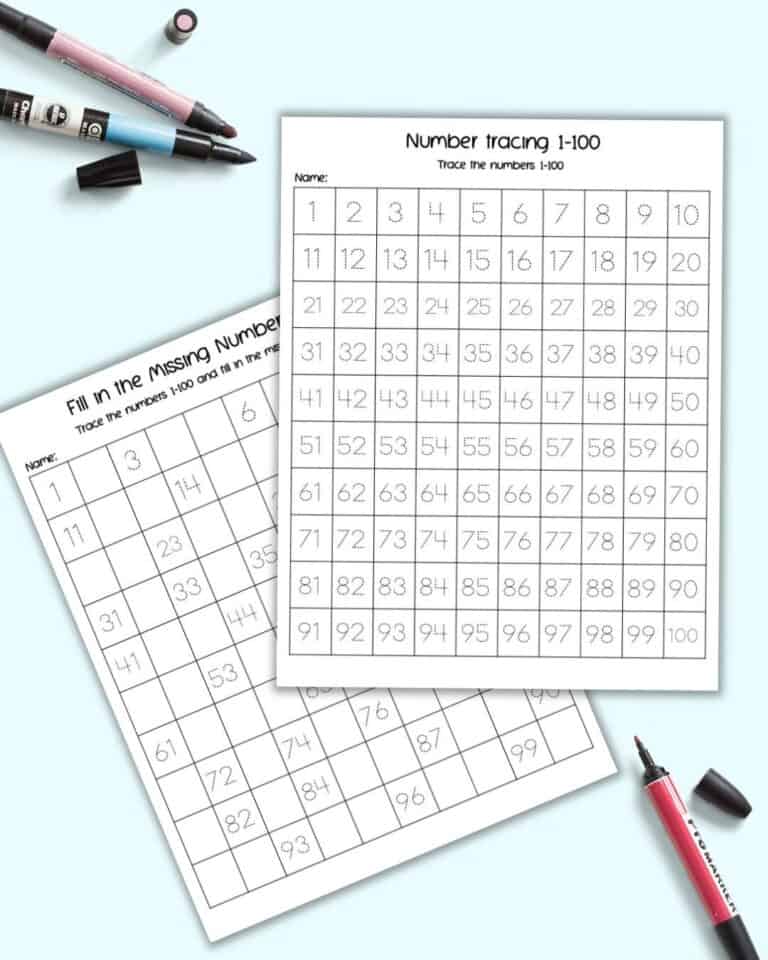 Free Printable Number Tracing Worksheets 1-100 - The Artisan Life