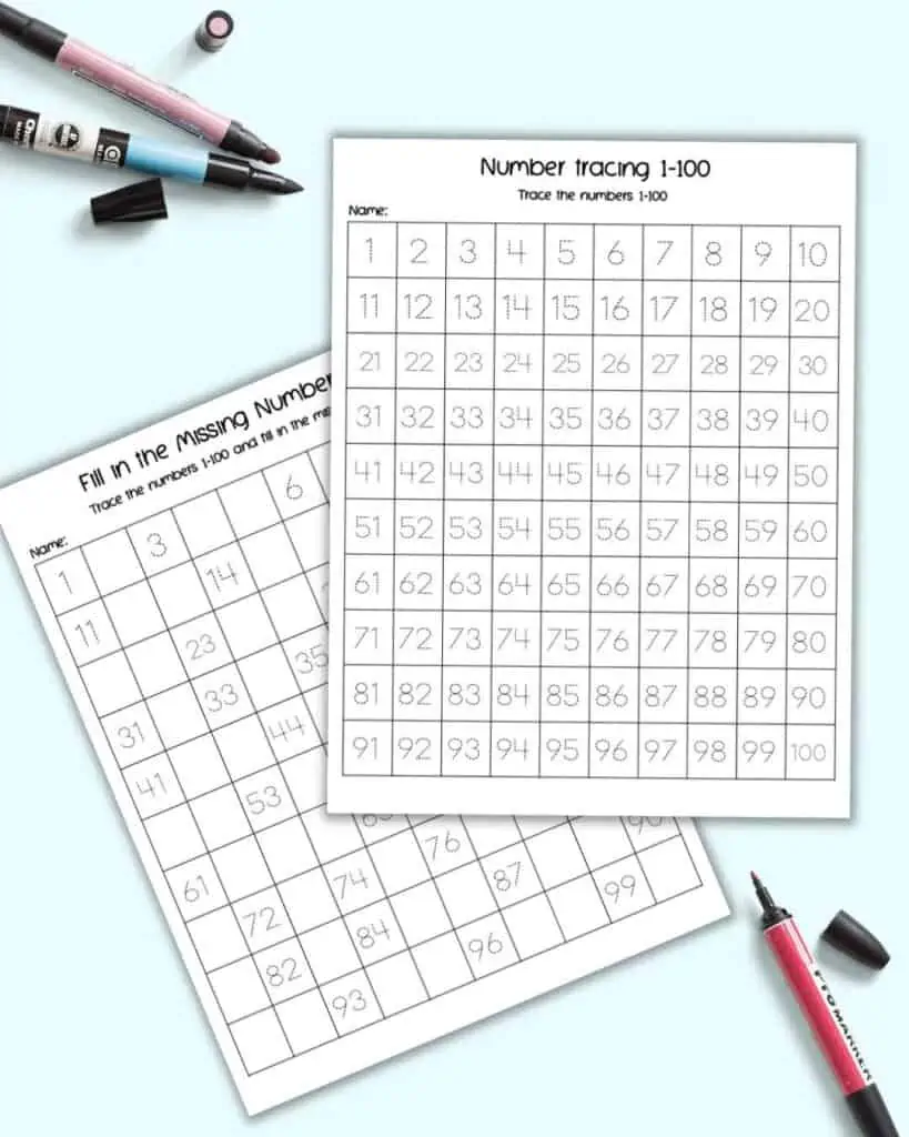 Free Printable Number Tracing Worksheets 1 100 The Artisan Life 