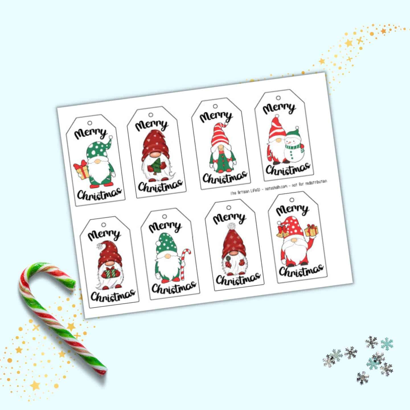 Free Merry Christmas Gnomes Gift Tag Printable The Artisan Life