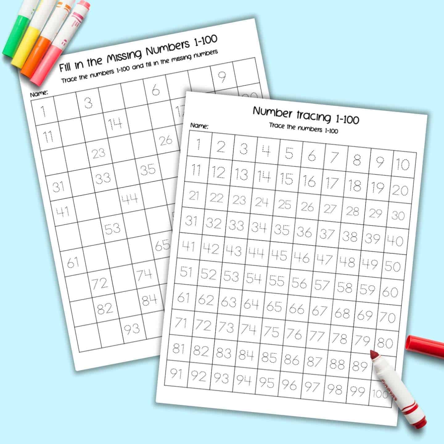 Number Tracing Worksheets 1 100 Pdf Kidsworksheetfun 12 Best Images Of Blank Kindergarten