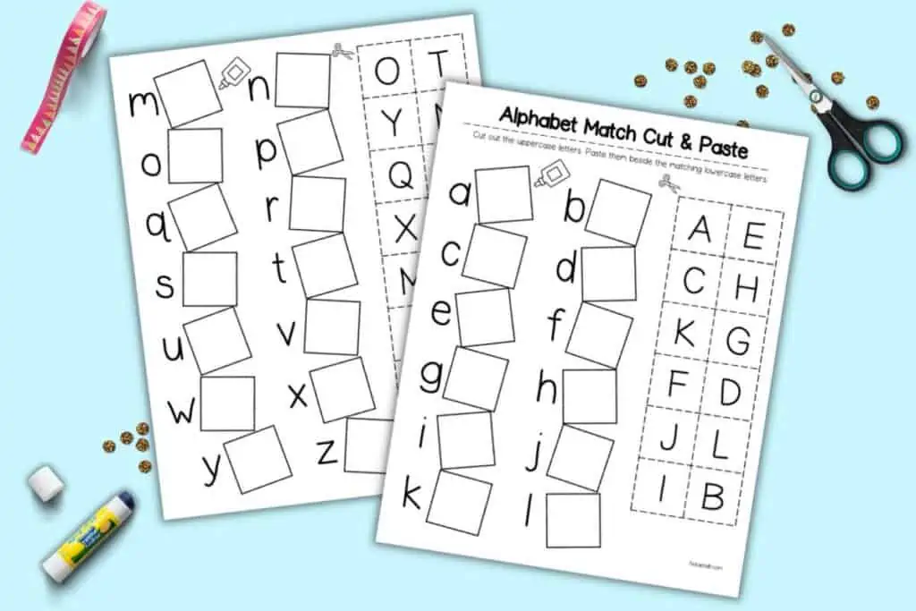 Free Printable Alphabet Matching Cut and Paste The Artisan Life