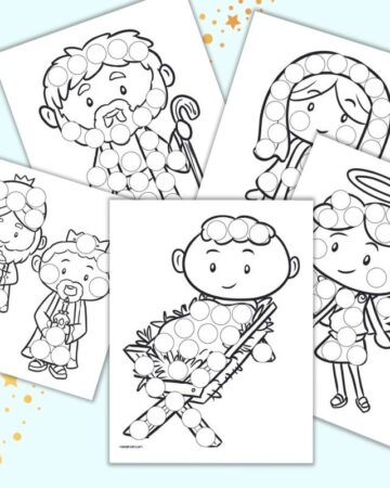 A preview of five Nativity themed dot marker pages