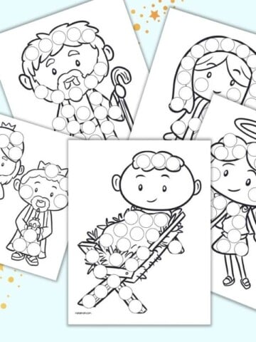 A preview of five Nativity themed dot marker pages