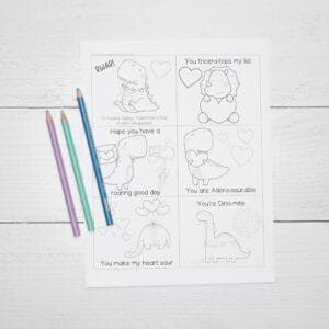 Free Dinosaur Black and White Printable Valentine Cards - The Artisan Life