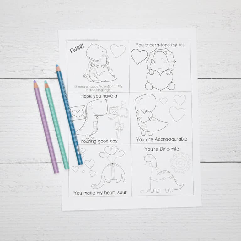 Free Dinosaur Black and White Printable Valentine Cards - The Artisan Life