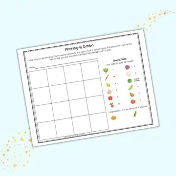 A preview of a square foot gardening planner for kids