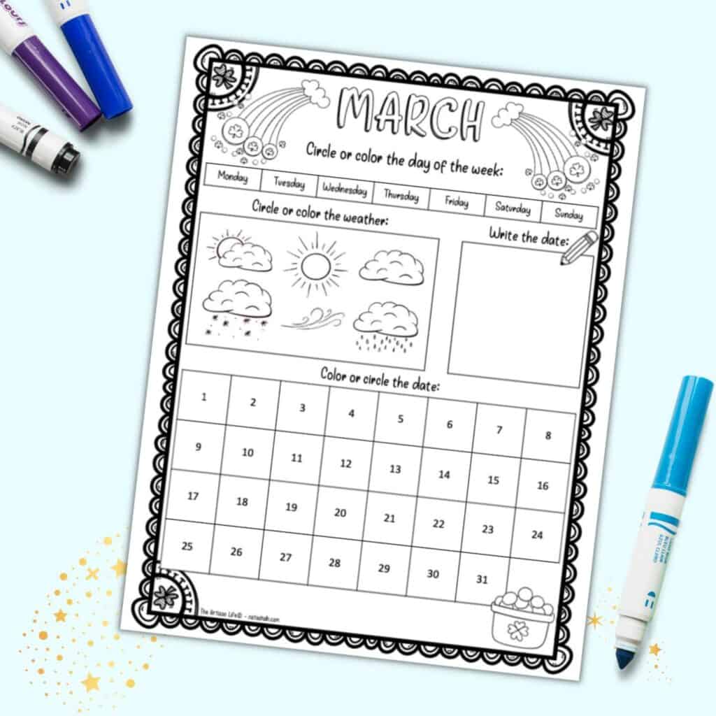 Free Printable April Calendar Worksheet for Kids - The Artisan Life