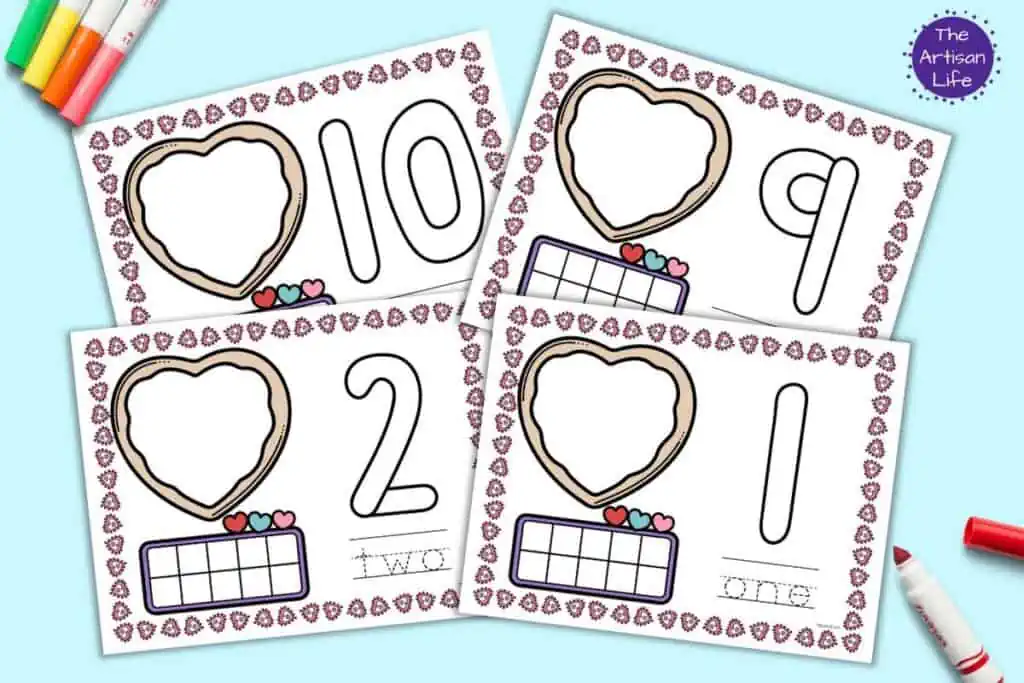 Valentine's Day Free Printable Number Mats - The Artisan Life