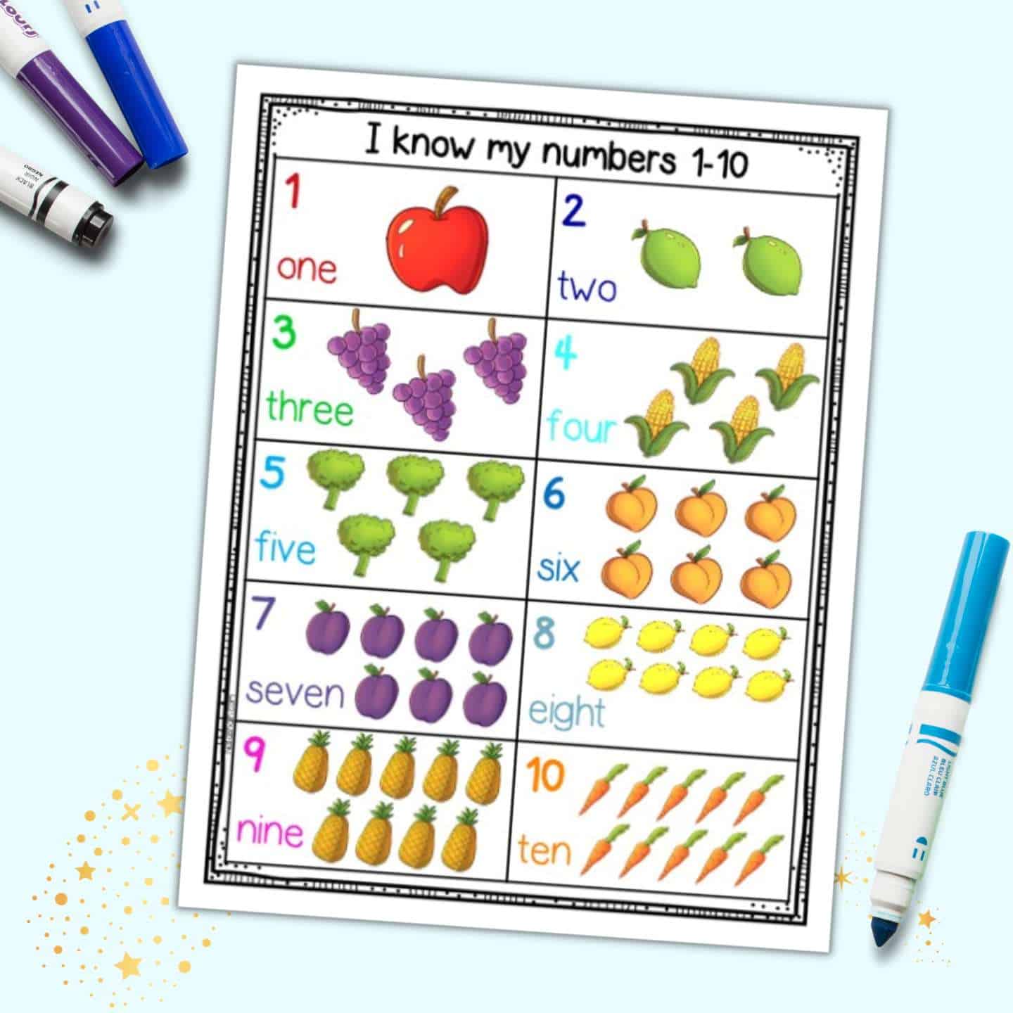 Preschool Number Chart Printable The Artisan Life